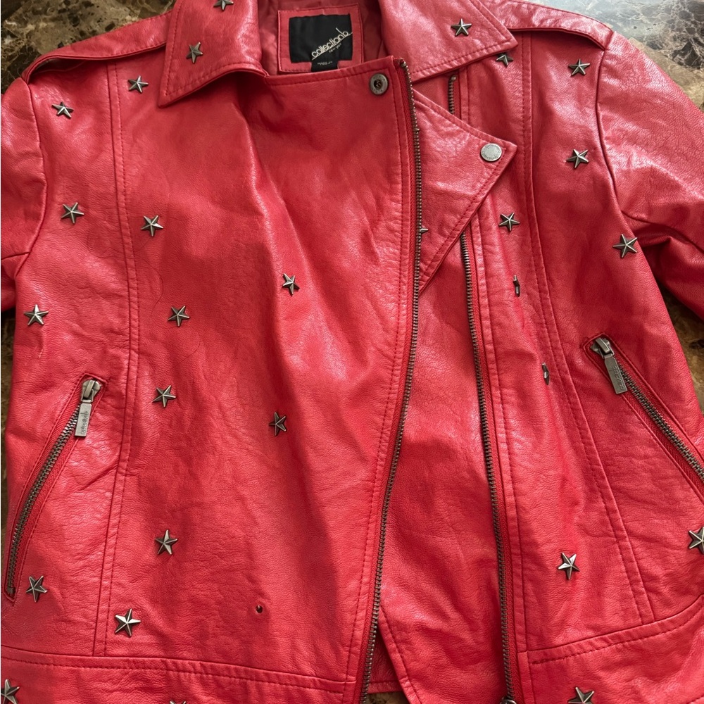 Studded Red Leather Jacket